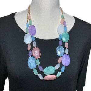 Pastel Double Strand Adjustable Length Necklace 28-30.5"